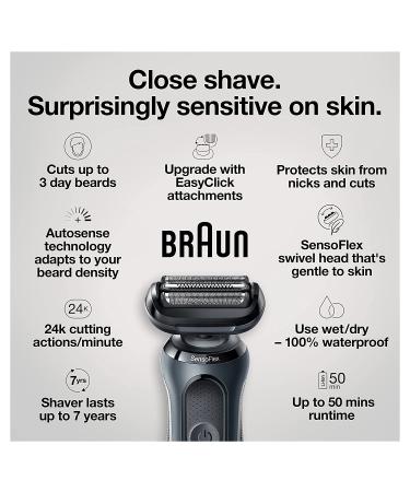 Braun Series 6 6075cc Electric Foil Shaver for Men | Wet & Dry Shave with Beard Trimmer | Clean & Charge SmartCare Center | Rechargeable Waterproof Razor in Black - Includes Leather Travel Case - Buy Online on GoSupps.com