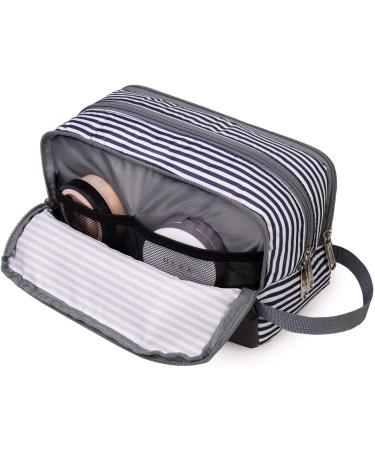 WANDF Water-Resistant Nylon Travel Toiletry Bag | Lightweight Dopp Kit for Men and Women - A-Blue Stripe - Buy Online on GoSupps.com