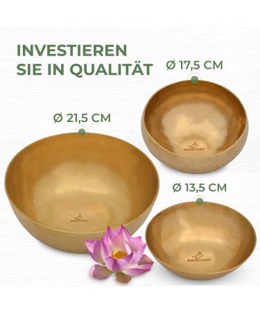 Expert Tibetan Sound Bowl Set for Beginners - 3 Singing Shells (Mini 13.5cm to Large 21.5cm) for Sound Massage Relaxation & Yoga - Buy Online on GoSupps.com