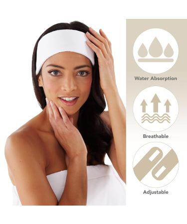 Boca Terry Spa Headband 3-Pack - Soft Microfiber Hair Band for Women - Facial Washing and Makeup - White - Buy Online on GoSupps.com