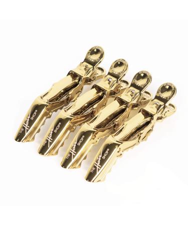 The Hair Shop Metallic Shark Clip | Enhanced Croc Crocodile Alligator Grip Clip (2nd Generation)| Sectioning Tool for Women | US Patented | Professional Salon Quality - Made In Korea (4 Pack) (Gold)