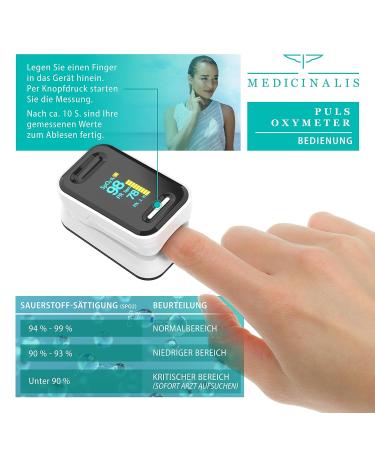 Buy Medicinalis Pulsoximeter Accurate SPO2 Pulse Finger Oximeter with OLED Display Battery Indicator & One-Touch Operation for Pulse and Oxygen Saturation Measurement - Buy Online on GoSupps.com