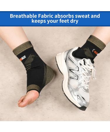 NeoAlly Copper Ankle Support Brace - Compression Sleeve for Plantar Fasciitis & Achilles Tendon Pain Relief - Medium & X-Large Sizes Available - Buy Online on GoSupps.com