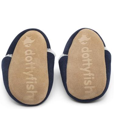 Dotty Fish Suede Baby Slippers | Warm Fleece Lined | Non-Slip Soft Sole for Boys and Girls | Navy | 2-3 Years - Buy Online on GoSupps.com