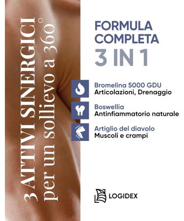  LOGIDEX Fibrinosil - Natural anti-inflammatory supplement for joint and muscle pain with strong devil's claw and bromelain muscle relaxant 20 sachets Made in Italy Logidex - Buy Online on GoSupps.com