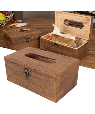 Verdant Touch Retro Decorative Handkerchief Case - Wood Napkin Holder & Desk Organizer for Home & Massage Business - Buy Online on GoSupps.com
