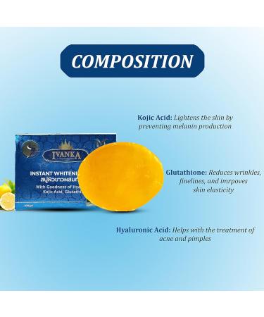 Ivanka Instant Whitening Soap For Men & Women Suitable for All Skin Types Including Sensitive Skin Reduces Hyperpigmentation & Eczema Brightens & Lightens Skin Tone for a Clear Complexion 100g - Buy Online on GoSupps.com