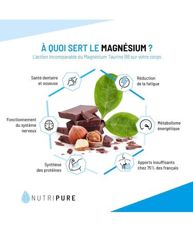 Nutripure | Magnesium Bisglycinate + Taurine & Vitamin B6 | High Absorption & Concentration | Anti-Fatigue | 100% Vegan | 60 Vegetable Capsules | 1 Month Cure | Made in France - Buy Online on GoSupps.com