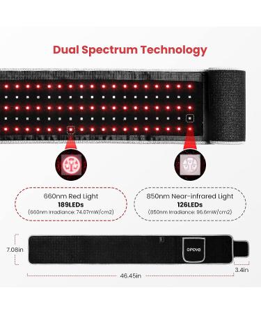 Opove Red Light Therapy Belt for Tissue Repair & Pain Relief | Near-Infrared 660nm & 850nm Wavelengths | Flexible Portable Lipo Wrap for Joints & Back - R1 Gray - Buy Online on GoSupps.com