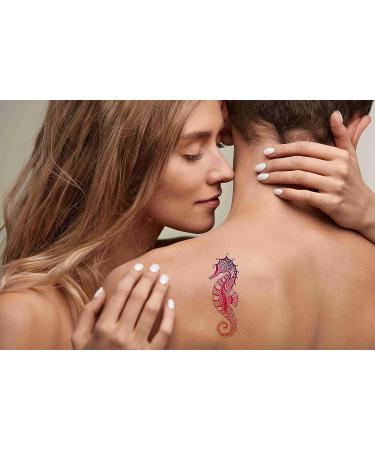 Dopetattoo Abstract Ornamental Sea Horse Temporary Tattoo Set - 6 Sheets for Neck, Arm, Chest - 3.7 X 3.7 Inch - Unisex Temporary Tattoo for Adults - Buy Online on GoSupps.com