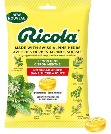 Ricola Lemon Mint No Sugar Added Throat Drops & Menthol Centres Cough Drops Lemon Mint + Cough Drops - Buy Online on GoSupps.com