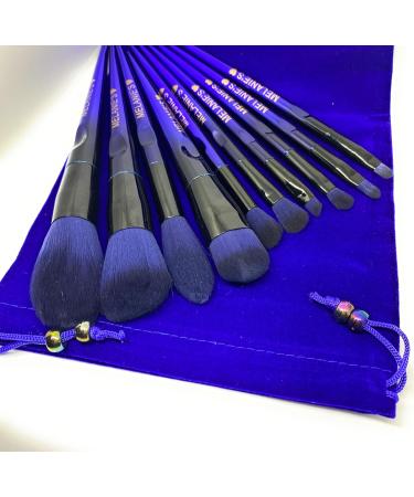 Melanie's10 pieces makeup brush set with Velvet bag. Dark Blue. - Buy Online on GoSupps.com