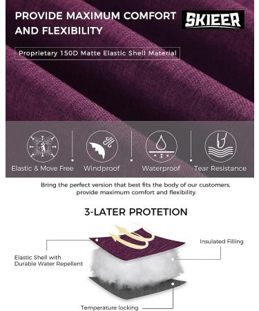 Skieer Women's Waterproof Ski Jacket - Warm Winter Coat - X-Large - Blending Purple - Buy Online on GoSupps.com