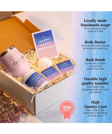 Spa Gift Box for Her - Birthday Gifts Set for Wife, Mom, Sister, Girlfriend - Relaxing Care Package with Blush Tumbler - Happy Birthday 5 Piece Set - Buy Online on GoSupps.com