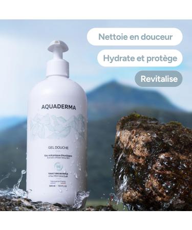  Aquaderma Organic Aloe Vera & Volcanic Water Shower Gel 500ml - 98% Natural Origin & Made in France - Gently Cleanses and Moisturizes - All Skin Types - Buy Online on GoSupps.com