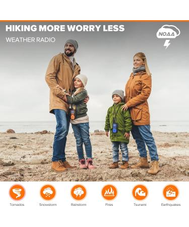 Wishouse Rechargeable Walkie Talkies for Adults - Long Range 2-Way Radios with Lamp, SOS Siren, NOAA Weather Alert - Ideal Hiking and Camping Gear - Easy to Use (3 Pack Red Blue Orange) - Buy Online on GoSupps.com