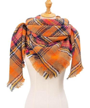 Elegant Women's Triangular Cashmere Scarf - Large Soft Orange Winter Scarf for Cold Weather - Buy Online on GoSupps.com