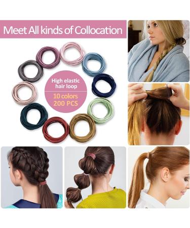 Hanyousheng Elastic Hair Bands Hair Ties 200 PCS - Multicolor Ponytail Holders for Women and Girls - Buy Online on GoSupps.com