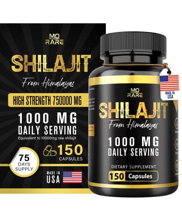 MORARE 150 Shilajit Capsules Himalayan Shilajit for Men & Women, 75 Days Supply, 10,000mg Equivalent per Serving with 85+ Trace Minerals & Fulvic Acid Shilajit Helps Boost Energy & Stamina