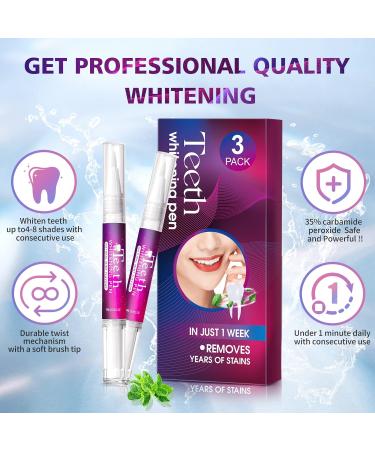 Professional Teeth Whitening Pen (3 Pack) - Fast, Effective & Painless - No Sensitivity - Natural Mint Flavor - Travel-Friendly - Buy Online on GoSupps.com