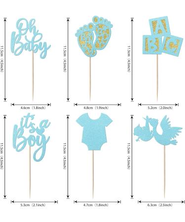 24 Pack Baby Boys Cupcake Toppers It's a Boy Cupcake Toppers Glitter Pacifier Onesie Jumpsuit Bow Gender Reveal Cupcake Picks Welcome Baby Shower Cake Decorations for Baby Boy Birthday Theme Party baby boy Blue 2 - Buy Online on GoSupps.com