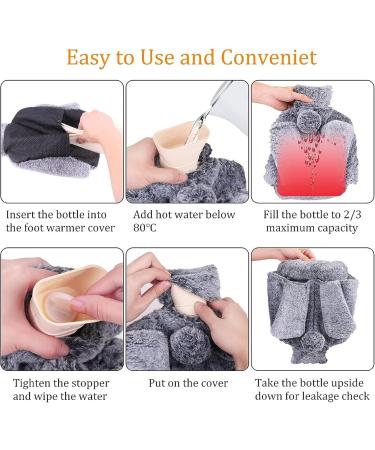 ATEECO Heated Foot Warmers with Rabbit Ears | 2L Large Rubber Heat Bottle & Heated Slippers - Gray - Buy Online on GoSupps.com