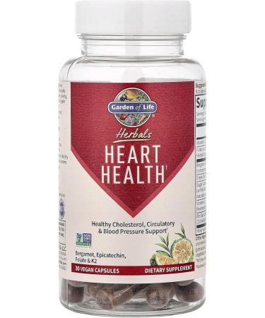 Garden of Life Herbals Heart Health Supplement with Folate Bergamot Green Tea & Vitamin E & K for Cholesterol Circulatory & Blood Pressure Support Non-GMO Gluten-Free Citrus Flavor 30 Servings - Buy Online on GoSupps.com