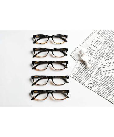 Eyekepper Classic Reading Glasses for Men - 5 Pack Spring Hinges Black-Tortoise Frame +1.50 Magnification - Stylish & Comfortable Readers - Buy Online on GoSupps.com