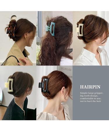 Cptots 5PCS Hair Claw Clips - Rectangle Tortoise Transparent Jaw Clips for Women and Girls - Fashion Hair Styling Accessories - 5 Colors - Buy Online on GoSupps.com