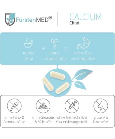 F rstenMED Calcium Citrate Capsules - High-Dose Vegan Calcium Supplement Pure Citrate - 120 Additive-Free Capsules for Optimal Health - Buy Online on GoSupps.com