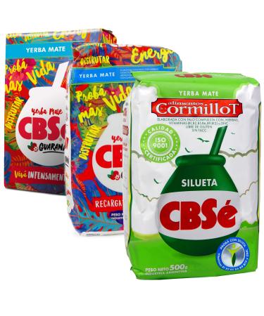 CBS Yerba Mat Guaran 2x0.5 kg + CBS Yerba Mat Silhouette 0.5 kgTh mat d'Argentine Boisson revigorante et nergisante Guarana + Silhouette