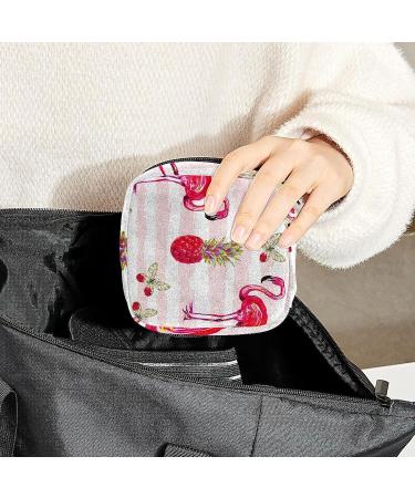 Multi-colored Pink Flamingo Sanitary Napkin Storage Bag for Women and Teen Girls - Portable Menstrual Cup Pouch and Nursing Pad Holder - 1Pcs - Buy Online on GoSupps.com