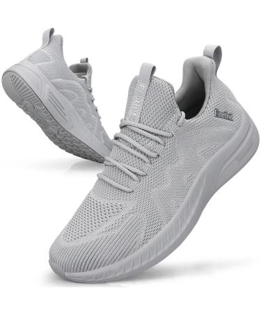Feethit Mens Non Slip Walking Sneakers Lightweight Breathable Slip on Running Shoes Athletic Gym Tennis Shoes for Men 9.5 Grey