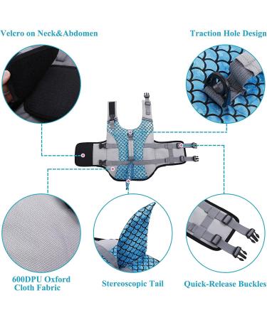 Adjustable Dog Swimming Vest - Rescue Jacket for XL Dogs | Shark Safety Lifesaver | Summer Swim Training | Blue - Buy Online on GoSupps.com