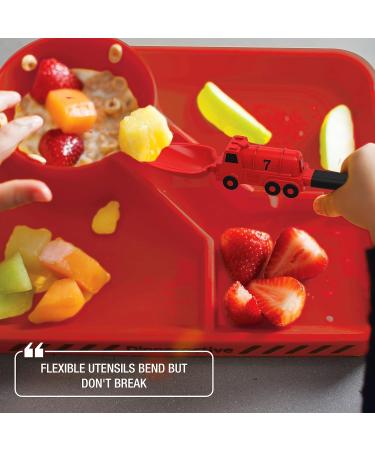 Dinneractive Firefighter Themed Utensil Set for Kids - 2-Piece Red Fork and Spoon for Toddlers - Buy Online on GoSupps.com
