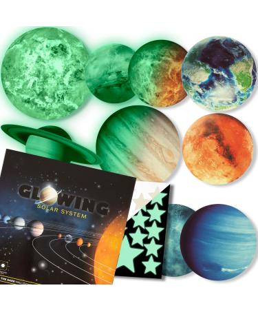 LIDERSTAR Glow in The Dark Stars and Planets Bright Solar System Wall Stickers - Glowing Ceiling Decals for Kids Bedroom or Any Room Shining Space Decoration Birthday for Boys and Girls
