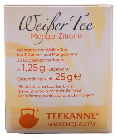 Teekanne White Tea Mango-Lemon | Pack of 6 (120 Tea Bags) | Premium Quality 25g Each | Buy Internationally - Buy Online on GoSupps.com