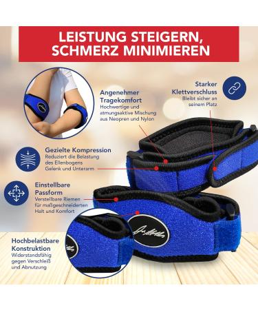 Dr. Arthritis Adjustable Elbow Bandage - Tennis & Golfer's Arm Cuff for Left & Right Arm - Comfortable Support Pair Blue  - Buy Online on GoSupps.com