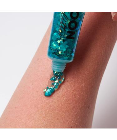 Moon Glitter Green Chunky Glitter Gel - 12ml - for Face, Body, Hair & Nails - Festival Cosmetic Glitter Paint - Buy Online on GoSupps.com