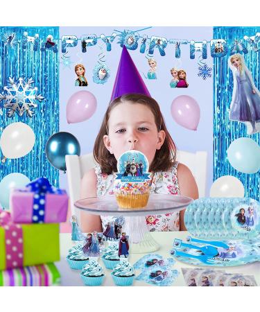 Frozen Birthday Party Supplies- 143 PCS Happy Birthday Banner, Cake Topper, Balloon & More | Complete Frozen Birthday Pack for Kids - Buy Online on GoSupps.com