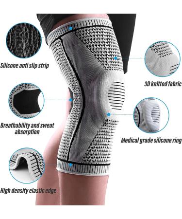 2 Pack Ultra Knee Compression Sleeves with Silicone Gel & Spring Support - Medical Grade Patella Protector for Knee Pain, Arthritis, Sports - Meniscus Tear, Running, Joint Pain Relief - Men & Women - Buy Online on GoSupps.com