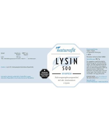 Naturafit Lysine 500mg - 60 Capsules for Immune Support | Buy Internationally - Buy Online on GoSupps.com