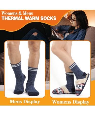 Welwoos 3 Pairs ThermoSocks for Men | Warm Thick Winter Ski Socks | Breathable Outdoor Socks 36-42 | Blue Gray Stripes - Buy Online on GoSupps.com