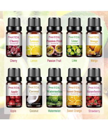 PHATOIL Top 10 Fruity Essential Oils Gift Set - Premium 10ML Fragrance Oil for Diffuser, Soap, Candle Making - Home, Office, Car Use - Buy Online on GoSupps.com