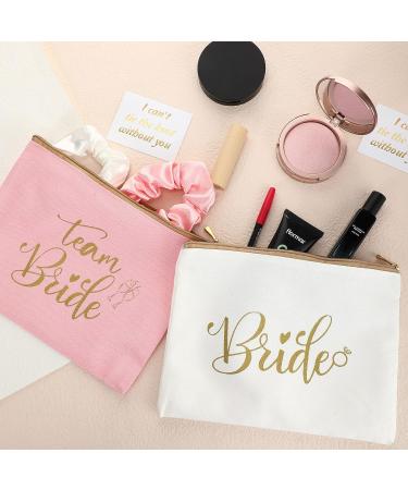 24 Pcs Team Bride Bridesmaid Gift Set - Bachelorette Party Favor, Wedding Supplies - 8 Makeup Bags, 8 Scrunchies, 8 Cards (Sweet Colors, Classic Style) - Buy Online on GoSupps.com