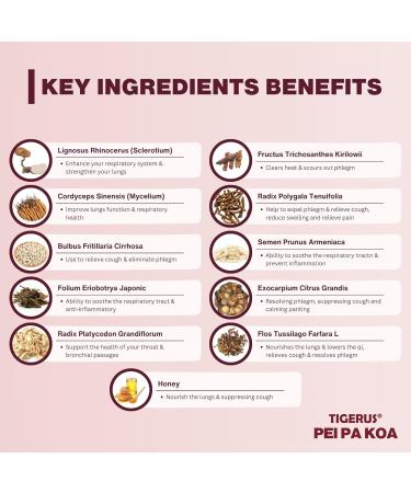 TIGERUS Pei Pa Koa 7.5Ml X 24 Sachets with Tiger Milk Mushroom & CORDYCEPS - Buy Online on GoSupps.com