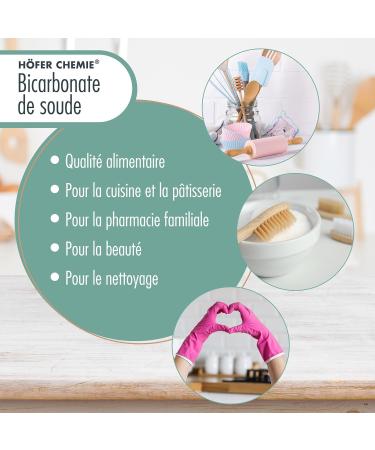 H fer Chemie 1kg of Sodium Bicarbonate (Sodium Hydrogen Carbonate) Food Grade - Versatile Use for Kitchen Cleaning Beauty and More - Buy Online on GoSupps.com