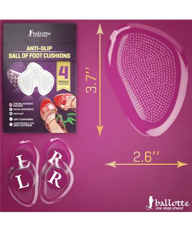 Ballotte Premium Silicone Ball of Foot Cushions (Natural - 4 Pack) | High Heel Inserts for Women - Gel Heel Pads/Metatarsal Pads Women | Anti Slip High Heel Cushion Inserts Women/Shoe Pads Metatarsal Pads (Natural) - Buy Online on GoSupps.com