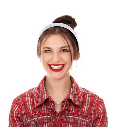 Satin Headbands 12 Pack - White 1 Inch Hard Satin Headbands for DIY Hair Accessories - Women and Girls - Buy Online on GoSupps.com