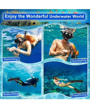 Professional 4-in-1 Snorkel Set for Adults | Adjustable Dive Flippers, Anti-Fog Mask, Dry Top Snorkel & Earplugs | Ideal for Snorkeling, Swimming & Scuba Diving | Black Large-X-Large - Buy Online on GoSupps.com
